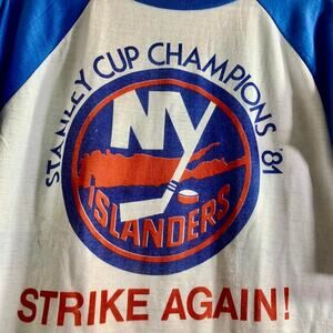 1981 NEW YORK ISLANDERS STANLEY CUP CHAMPION single stitch baseball tee shirt XL